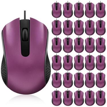 Imagem de Mouse com fio Bonuci USB 30 unidades para PC, desktop, laptop, roxo