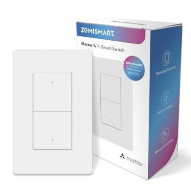 Imagem de Fio neutro Matter-Smart-Light-Switch necessário, interruptor inteligente WiFi, compatível com 3 vias, 2 grupos, funciona com Apple HomeKit Google SmartThings, não para Alexa (2 Gang)