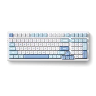 Imagem de MCHOSE Teclado mecânico sem fio G98, 98 teclas, montagem em junta, amortecimento de cinco camadas, retroiluminação RGB, 2,4 GHz/BT/modo triplo com fio, troca a quente (azul, interruptor jacinto)