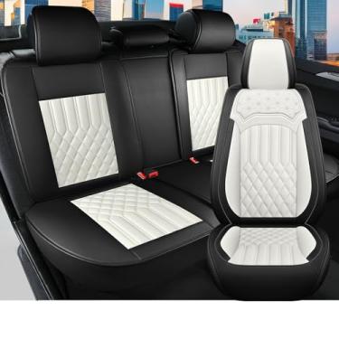 Imagem de UCSYCX Capas de assento para Mazda Mazda3 2005-2025 capas de assento de carro de couro à prova d'água macias protetores de assento automotivo confortáveis com airbag (preto e branco, 5 assentos)