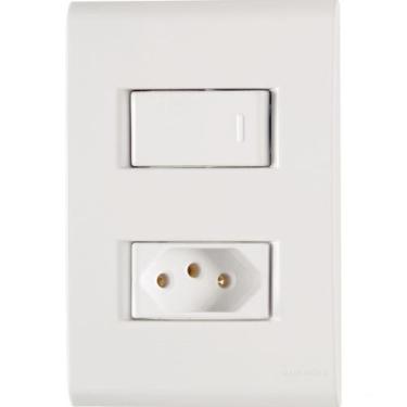 Imagem de Conj. 4X2 - 1 interruptor simples 10A 250V~ + 1 tomada 2P+T 10A 250V -