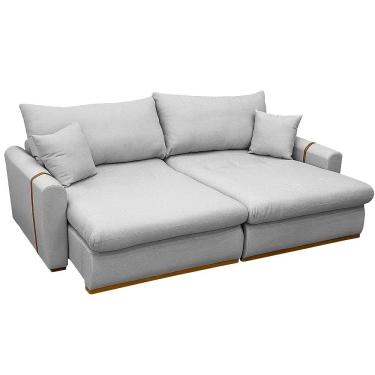 Imagem de Sofá Cama Cristal 4 Lugares Retrátil Tecido Linho 230cm Zarat Cor Cinza