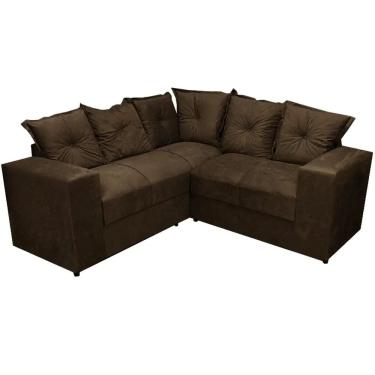 Imagem de Sofá de Canto Belo 4 Lugares 180cm x 180cm Tecido Suede Felipe Estofados Cor Marrom