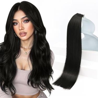 Imagem de Sunny Hair Extensões de cabelo humano real com fita adesiva invisível Remy extensões de cabelo para mulheres preto natural 40,6 cm 20 peças 50G
