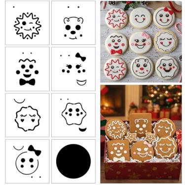 Imagem de Estêncis de bolo de açúcar com rostos de gengibre – faça você mesmo, biscoitos de rosto de homem de gengibre, bolo de açúcar, cobertura real para estêncil, cartões de arte, ferramentas de estêncil