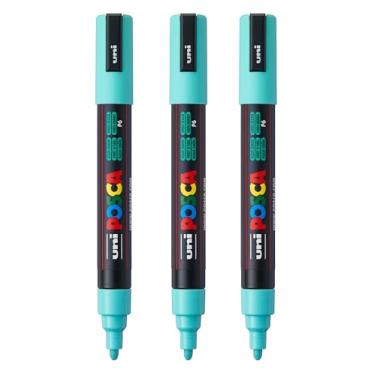 Imagem de posca Marcadores de tinta à base de água PC-5M, ponta média reversível (1,8-2,5 mm), verde-água, 3 unidades