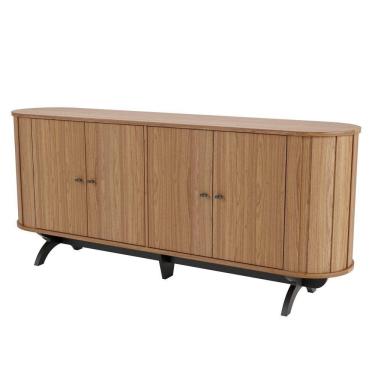 Imagem de Balcão Buffet Pés Retrô 180cm 4 Portas Miles D01 Freijó/Preto Fosco - Mpozenato
