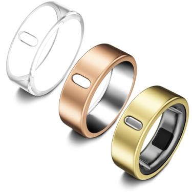 Imagem de Pacote com 3 capas compatíveis com anel Oura Gen 4/Oura Ring Gen 3 Horizon/Heritage, Surport Charging com capa, protetor de TPU antiarranhões para homens e mulheres (transparente+ouro + ouro rosa
