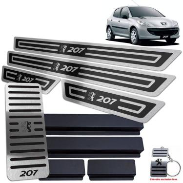 Imagem de Soleira + Descanso Peugeot 207 2009 A 2015 Preto Alto Relevo