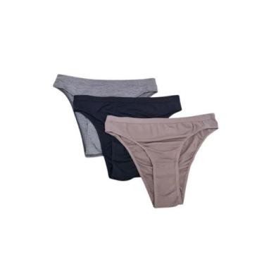 Imagem de Kit 3 Calcinhas Trifil C04404 Azul/mescla/chocolate, Sortido, G