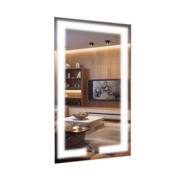 Imagem de Espelho Retangular 70cm X 50cm Iluminado Touch Screen Led 3 Cores - Re