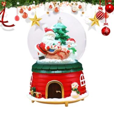 Imagem de Bohany Globo de neve de Natal, caixa de música de Natal | Papai Noel montando uma caixa musical de alce | Decorações de com globo de neve de, para meninas, mulheres, crianças, meninos