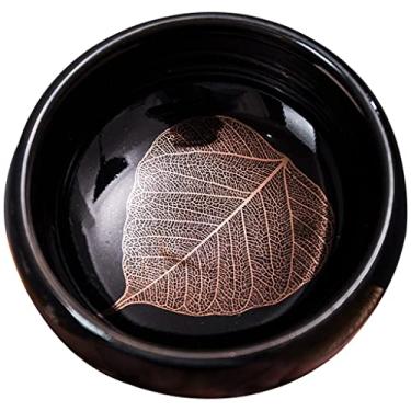Imagem de Xícara de Chá Gongfu Conjunto de Xícaras de Chá Pneu de Ferro Esmalte Preto Jianzhan Xícara de Chá, Copo Master de Cerâmica Artesanal, Padrão de Peixe Lótus 100 ml, Processo de Transformação do Forno