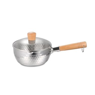 Imagem de Panela de sopa moderna de aço inoxidável Stockpot com alça e tampa, pote de leite, macarrão instantâneo, doméstico, padrão de martelo, pote de sopa (pequeno)