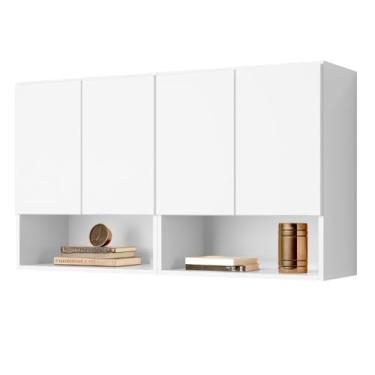 Imagem de Armario para Cozinha Aéreo Organizador Multiuso Quarto Sala Bela 4 Portas(Branco)