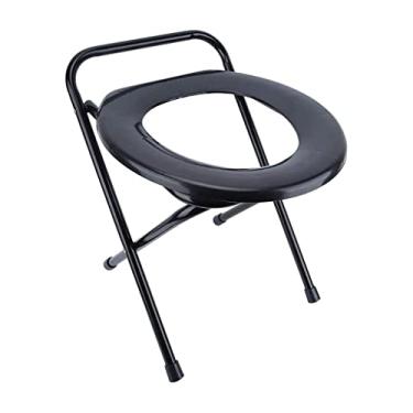 Imagem de FKJLUN Cadeira dobrável de cabeceira, cadeira dobrável removível, assento de vaso sanitário portátil, cadeira de vaso sanitário leve e durável para uso seguro e confiável Alternativa de banheiro para
