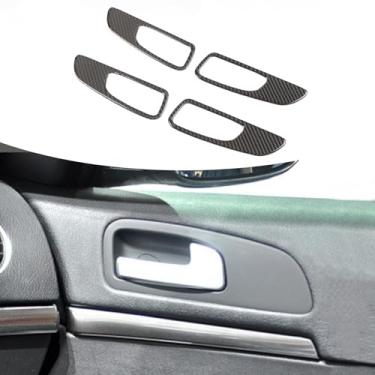 Imagem de Capa de moldura de maçaneta interna de carro compatível com Alfa Romeo 159 (2004-2011) adesivo decorativo de moldura de alça interna de fibra de carbono macio acessórios de interiores automotivos