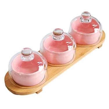 Imagem de Travessa para servir nozes, tigela para servir frutas secas com tampa de vidro, bandeja de lanche com tampa, bandejas de servir divididas