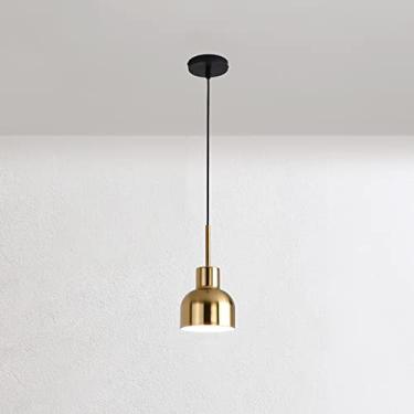 Imagem de YQSLQZZ Luzes de teto penduradas de ilha de cozinha vintage de fazenda, luminária pendente moderna de 1 luz para sala de jantar, lustre dourado de iluminação decorativa de cabeceira, para bar de pia