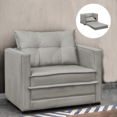 Imagem de Poltrona Cama Retrátil Solteiro Milenni Veludo Prata B03 - D'Rossi