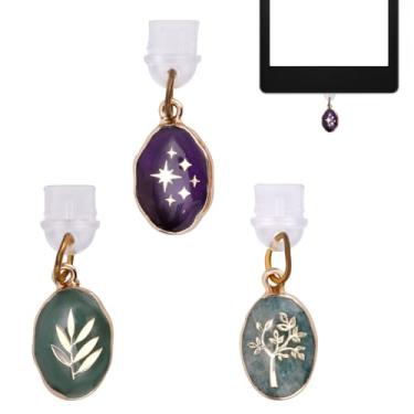 Imagem de Fukaisu 3 peças de pingente de plugue de poeira de cristal para Kindle, capa de porta de carregamento tipo C estética USB-C protetor de poeira para telefones e-reader tablets adoráveis acessórios