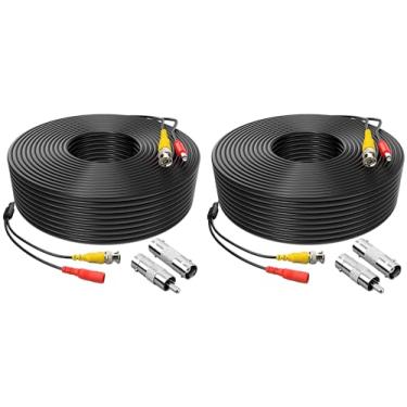 Imagem de Omilik Pacote com 2 cabos de alimentação de vídeo de 45,7 m para câmera de segurança para sistema de vigilância CCTV DVR com conectores BNC fêmea e BNC para RCA