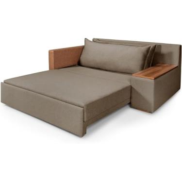 Imagem de Sofá Cama Panamá com Baú Revestimento Aveludado Composê Chenile Pompéia Casal 2 Lugares Avelã 205/856