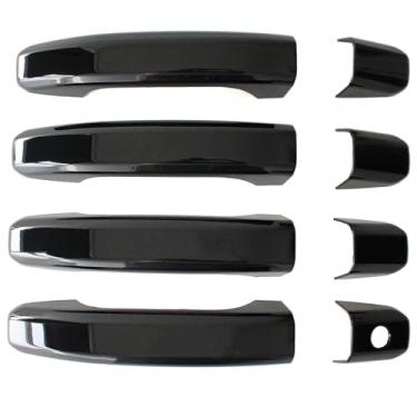 Imagem de Capa de maçaneta externa preta com acabamento adesivo sem botões para Chevy Chevrolet Silverado GMC Sierra 1500 2500HD 3500HD, capa de maçaneta de carro
