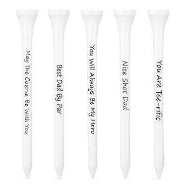 Imagem de Sumind 60 peças de presentes de golfe de Natal para papai, camisetas de golfe de madeira a granel com frases engraçadas, dia de ação de graças, para pai avô avô (branco, 3-1/4 polegadas)