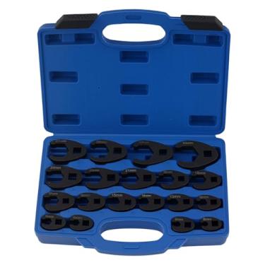 Imagem de maXpeedingrods Conjunto de chaves Crowfoot para porcas alargadas de 8 mm-32 mm, kit de chaves métricas, 19 peças, para chaves de 3/20.3 cm e 1/5.1 cm, catracas grandes e pequenas, kit de ferramentas