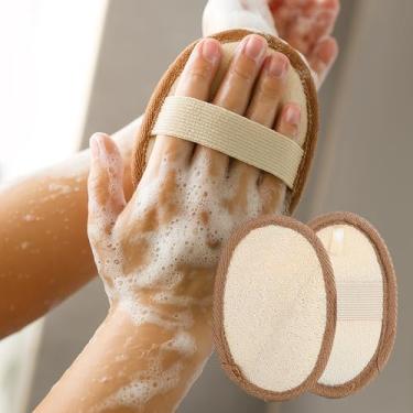 Imagem de Conjunto de 2 esponjas de bucha natural para chuveiro, esponjas suaves para esfregar o corpo, ferramentas de banho esfoliantes para mulheres