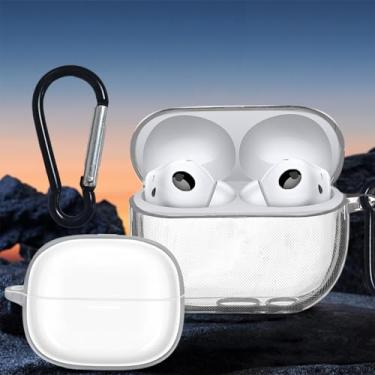 Imagem de Capa transparente universal de TPU para Huawei Free Pro4/3 com mosquetão recarregável por USB e capa de fone de ouvido anti-queda