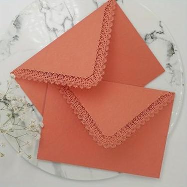 Imagem de Envelope triangular, 3 peças, venda por atacado, convites de casamento, convite de casamento, sensação de alta qualidade (vermelho coral, 3 peças)