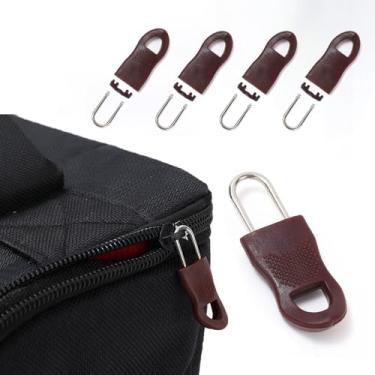 Imagem de Cabeça de zíper de substituição, extrator de zíperes removíveis sem ferramentas para bagagem, mochila escolar, ajuste final, etiqueta de corda, roupas, marrom pequeno