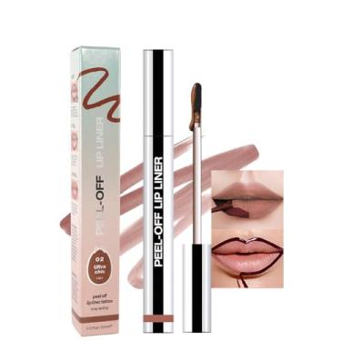 Imagem de JUAAZIN Brilho Labial Líquido Fosco Com Tinta - Delineador De Lábios Removível, Marrom, De Longa Duração E À Prova D'Água, Brilho Labial À Prova De Transferência Para Todos Os Tipos De Pele, 0,12 F