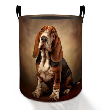Imagem de Basset Hound Cesto de roupa suja para cães, para meninos, meninas, crianças e adultos, caixa de armazenamento de roupas Oxford dobrável à prova d'água, organizador de animais de estimação para quarto