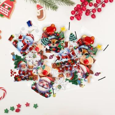 Imagem de 100 unidades de sacos de doces de Natal, sacos de embalagem de 9,9 cm x 13 cm com selo, pequenos sacos autoselantes fofos para festas, armazenamento de pequenas coisas, sacos transparentes com tema de