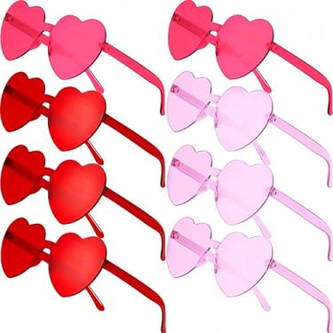Imagem de Óculos de sol em formato de coração, sem aro e sem aro para festa, Red Pink and Rose Red