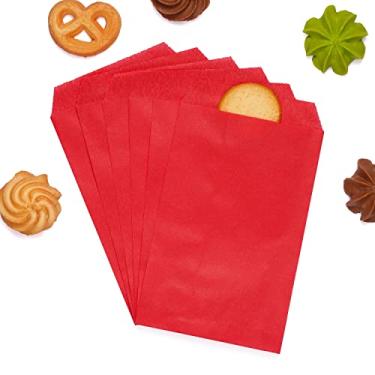 Imagem de Sacos de biscoito de papel à prova de gordura vermelhos de morango 10 x 15 cm para padaria, doces, sobremesa, chocolate, sabonete, presente, convite de casamento, lembrancinha de festa, pacote com 100 da Quotidian (10 x 15 cm)