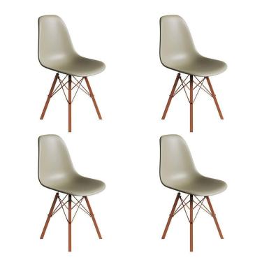 Imagem de Conjunto 4 Cadeiras Eames Estilo Moderno Em Ferro Cobre Com Assento Fendi