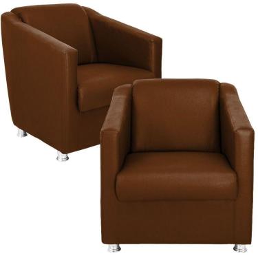 Imagem de Kit 2 Poltronas Tilla Decorativa Escritório Corino Marrom