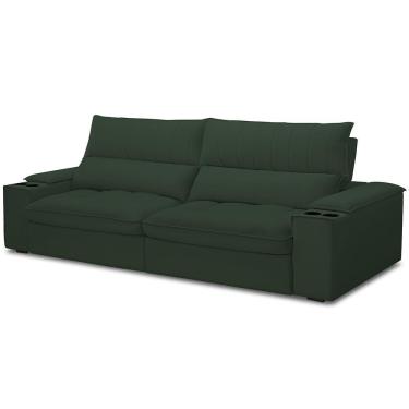 Imagem de Sofá Retrátil Reclinável Para Sala De Estar Living 280cm Nápoles F04 Veludo Verde - Lyam Decor