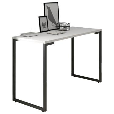 Imagem de Mesa Escritório 120cm Estilo Industrial New Port M24 Branco - Mpozenato