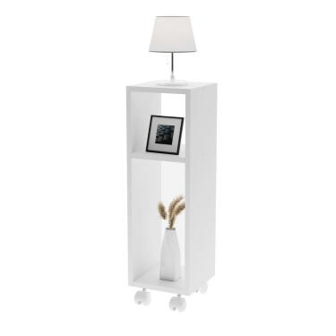 Imagem de Mesa De Cabeceira Pequena Com Rodinhas 20x20x60cm Branco Quarto Sala