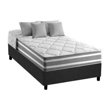 Imagem de Cama Box Solteiro: Colchão Molas Anjos Superlastic Duo Sono + Base Crc Suede Gray(88x188)