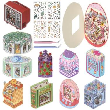 Imagem de Dunzoom 10 Sets 3D Sticker Scenes Fun DIY 3D House Stickers Make Your Own Mini Room Rich Collection of 3D Space, Mini Scene Sticker Book for Adult Relief Stress