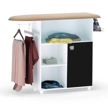 Imagem de Tabua De Passar Roupa Mariana Gabinete Multiuso Ajl Móveis Branco E Preto