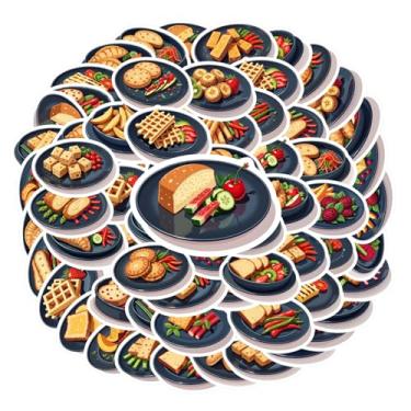 Imagem de 35 peças adesivos culinários de comida lanches refeições adesivos culinários gourmet decalques para guitarra, laptop, capacete, skate, mala, geladeira, telefone, bagagem, laptop, guitarra, carro