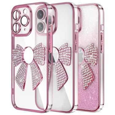 Imagem de MEMAXELUS Compatível com iPhone 11 Pro, capa macia de silicone à prova de choque TPU para meninas e mulheres com borboleta de diamante brilhante capa protetora para câmera para iPhone 11 Pro, Rose KD