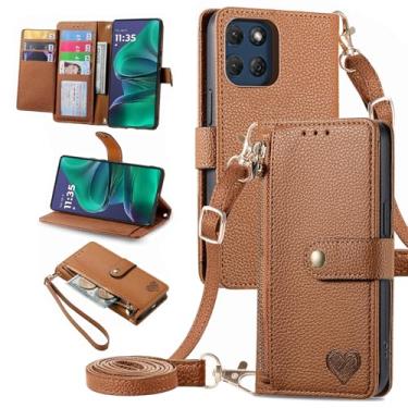 Imagem de Furiet Capa carteira para Motorola Moto G Stylus 5G 2025 bolsa de bolso com zíper com alça de pulso, suporte de couro PU flip fólio porta-cartões acessórios capa de celular para G5 mulheres meninas